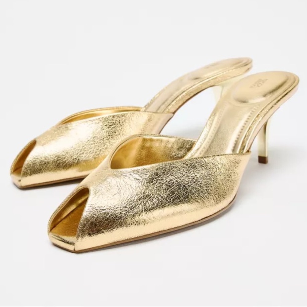 ZARA METALLIC EFFECT SANDALS